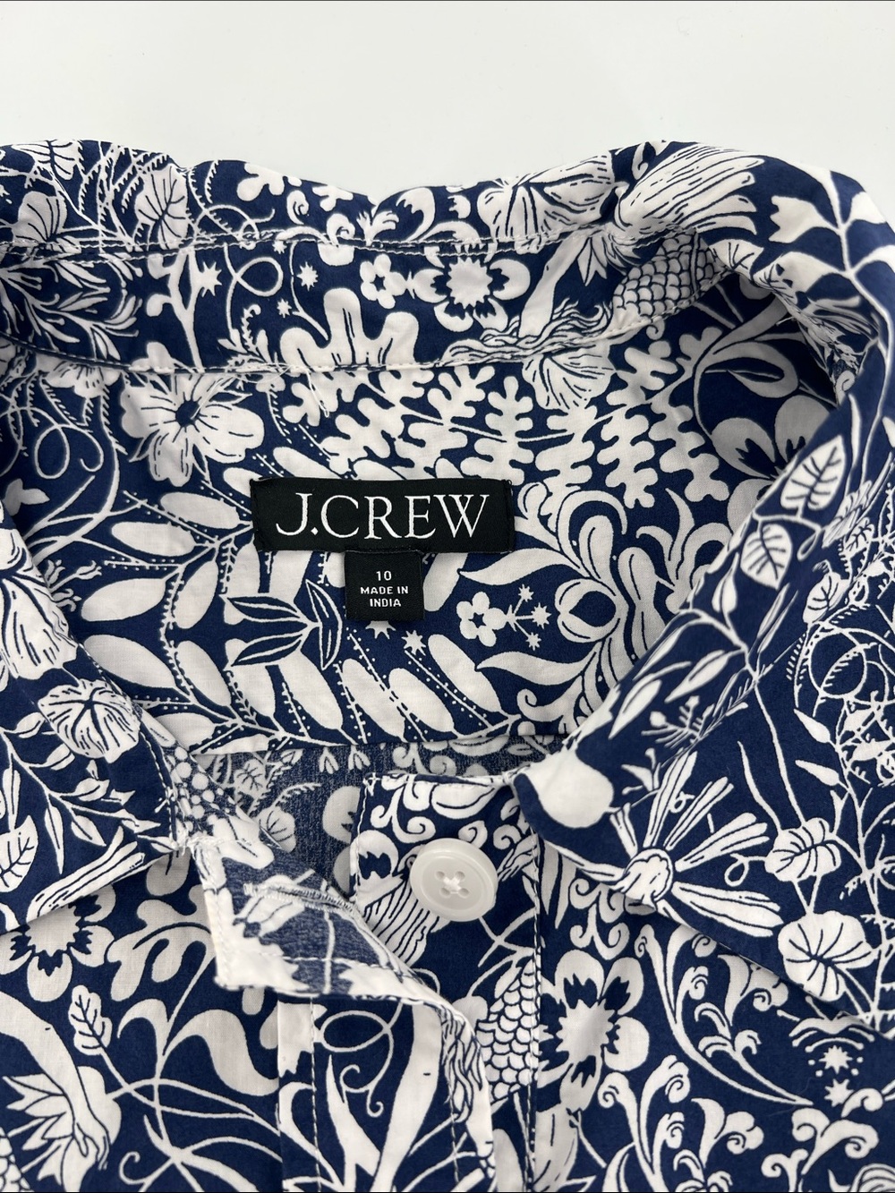 J Crew Gamine cotton poplin shirt in mermaid floral beach resort vacation - Picture 3 of 8